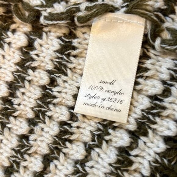 Alya sweater size small olive green and white textured knit waterfall cardigan - Picture 6 of 11